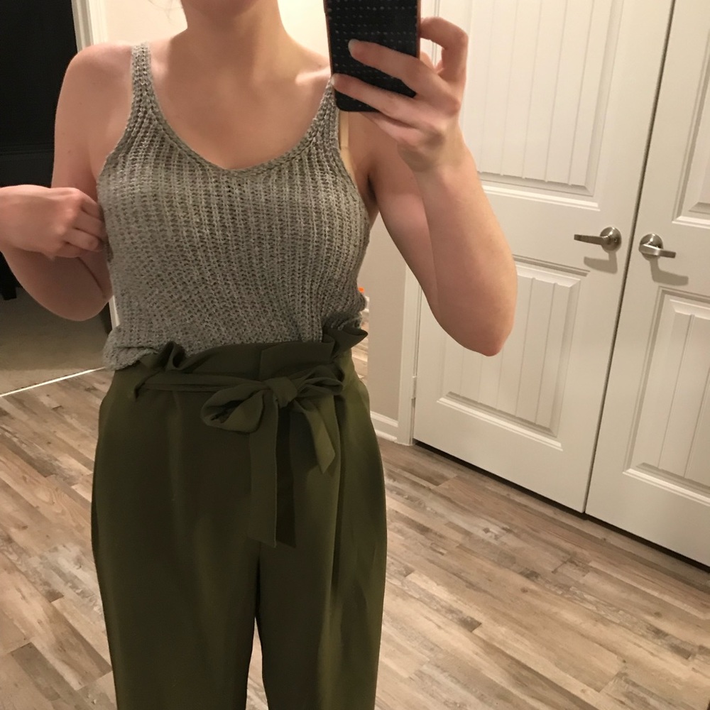 H&M olive green high waisted culottes